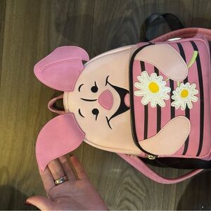 Pink Piglet Loungefly Backpack with Floral Design